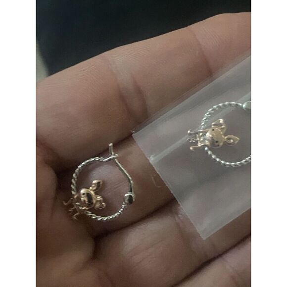 925 Sterling Silver Earrings Pig 16x 17 Mm - Picture 3 of 4